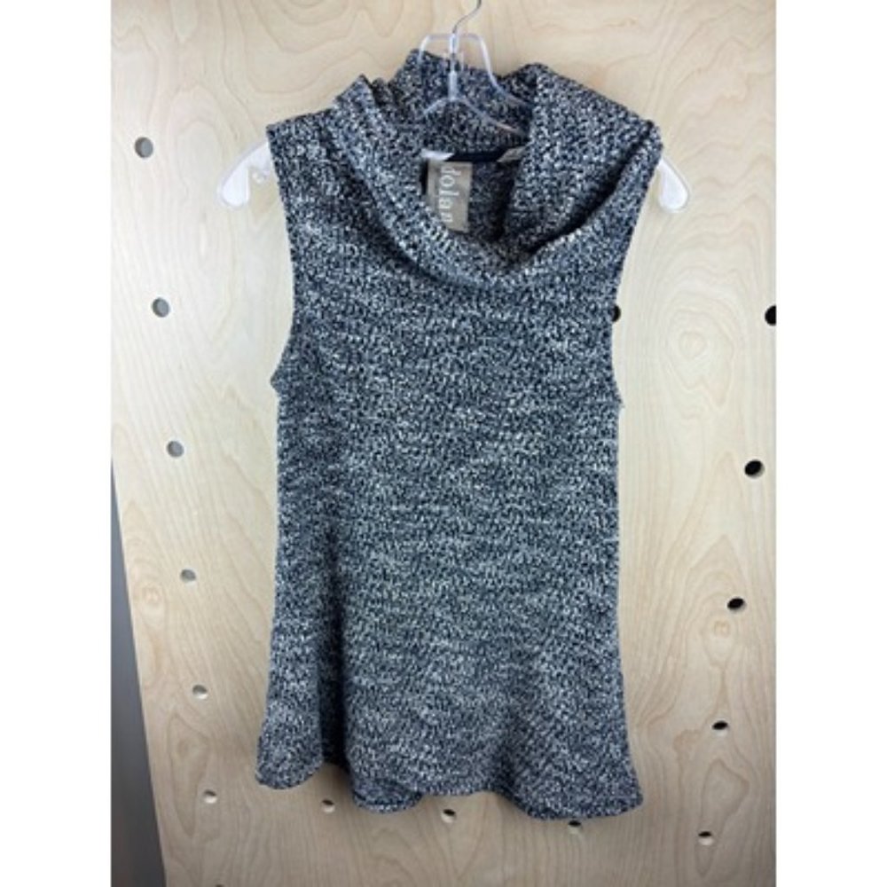 Dolan Anthropologie Charente Gray & Black Static Knit Cowl Neck Sweater Small - Picture 1 of 5